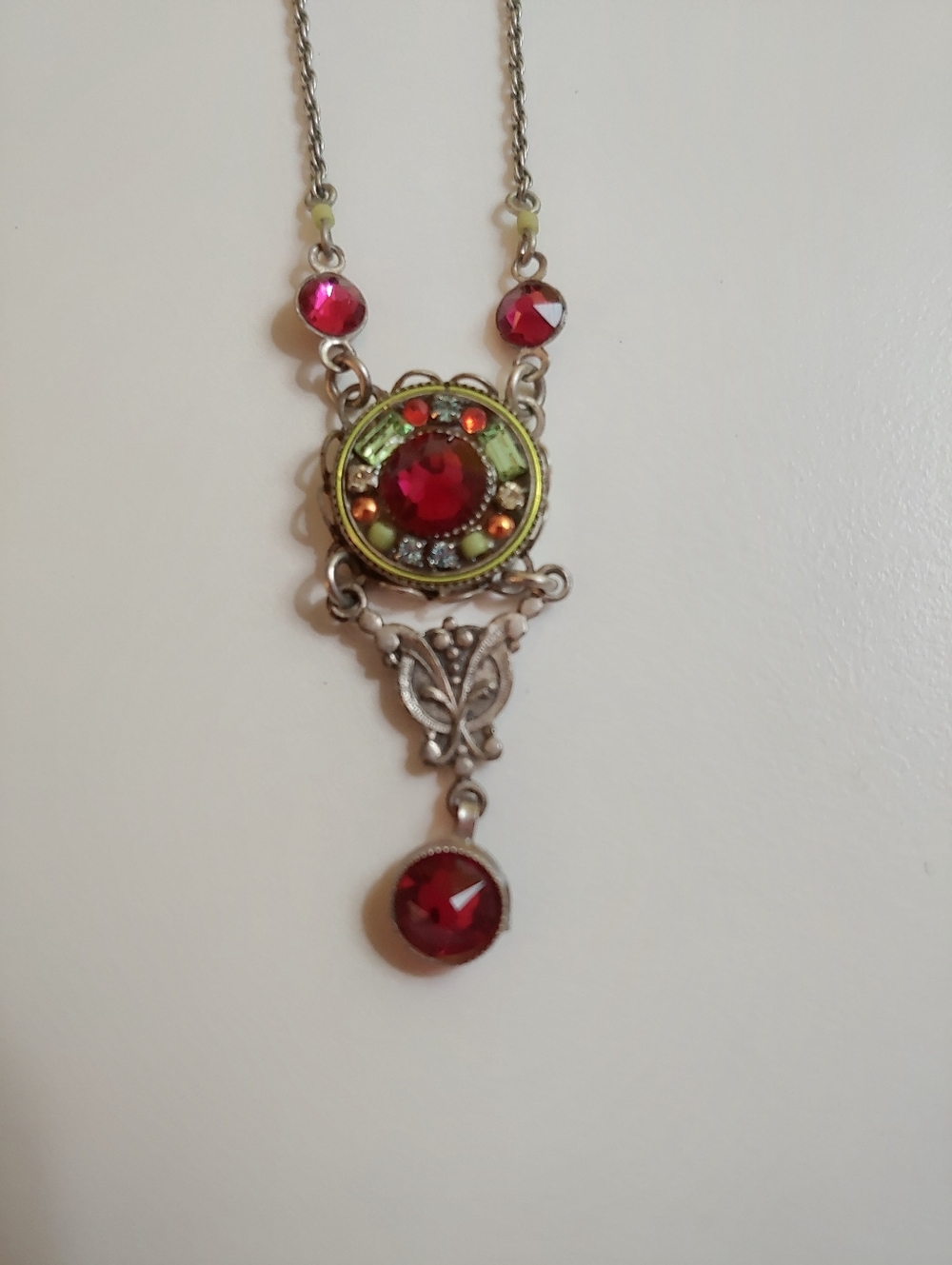 Firefly Vintage-Inspired Swarovski- Red / Green Pendant Necklace - Women Jewelry
